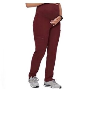 Figs Maternity Cargo Pants in Deep Wine